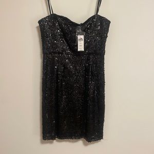 NWT BCBG black Strapless Sequin Mini